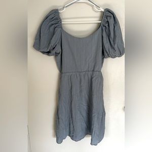 Blue Open Tie Back Babydoll Puff Sleeve - Size Small